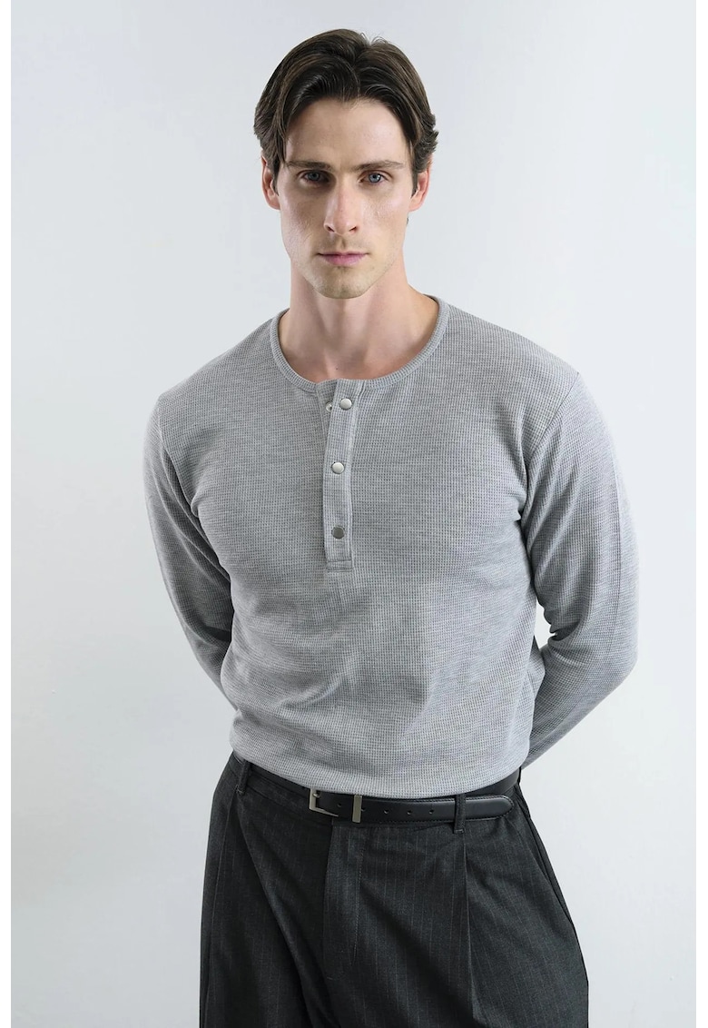 Bluza Comfort Fit - elastic - gri - poliester si viscoza - Gri