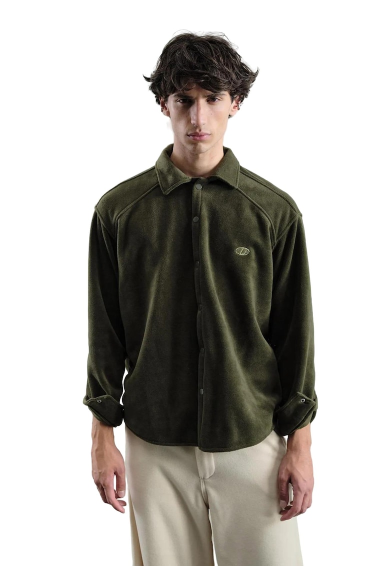 Camasa barbati - maneca lunga - texturata - verde - poliester