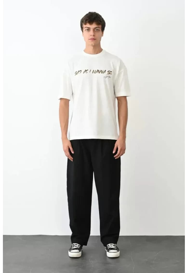 Tricou barbati - supradimensionat - alb - bumbac 85%