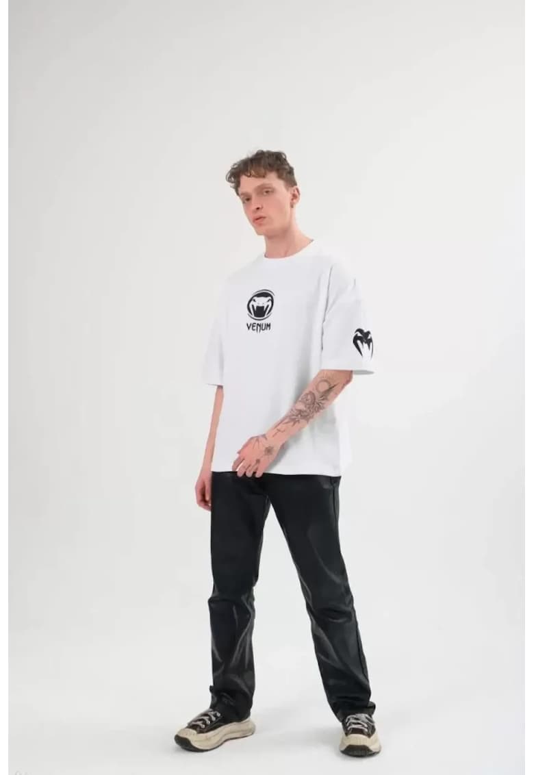 Tricou barbati - supradimensionat - alb - din bumbac