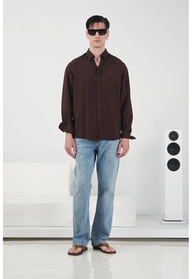 Camasa barbati - regular fit - maro - Tencel