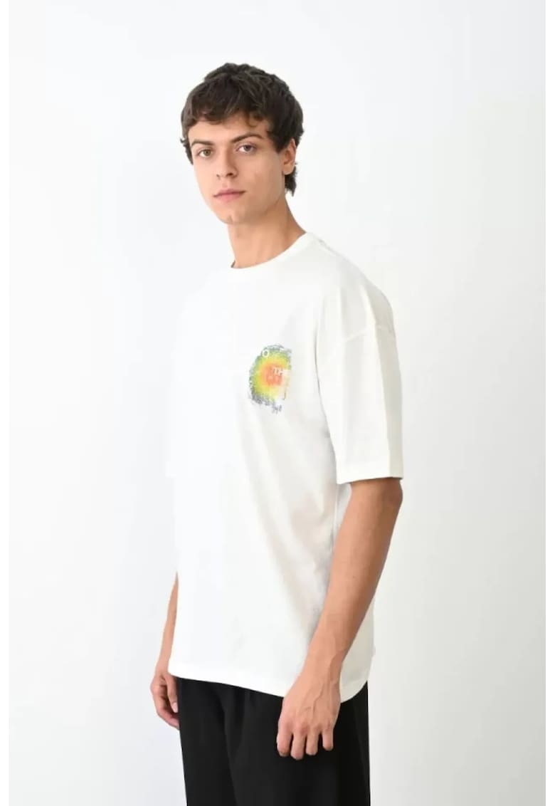 Tricou supradimensionat - alb - bumbac - poliester - elastan