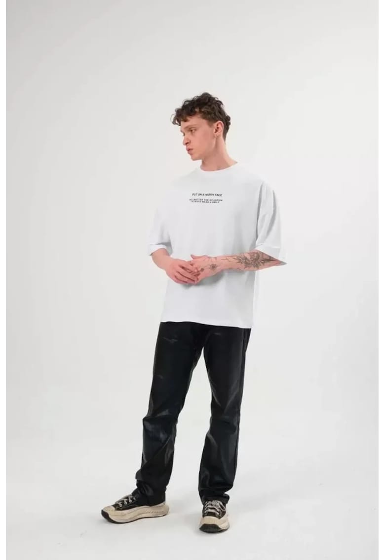 Tricou barbati - supradimensionat - alb - material bumbac