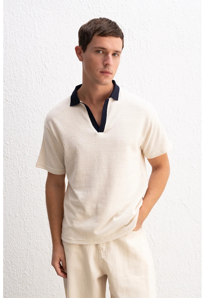 Tricou polo Comfort Fit - elastic - natural - 50% bumbac - 50% poliester