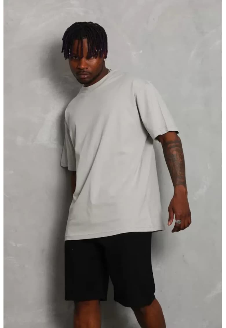 Tricou barbati supradimensionat - gri - bumbac 85%