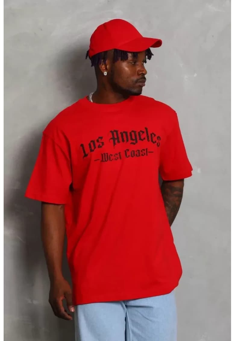 Tricouri barbati - tricou supradimensionat - rosu - bumbac