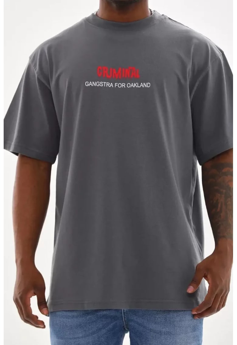Tricou barbati - supradimensionat - gri - bumbac