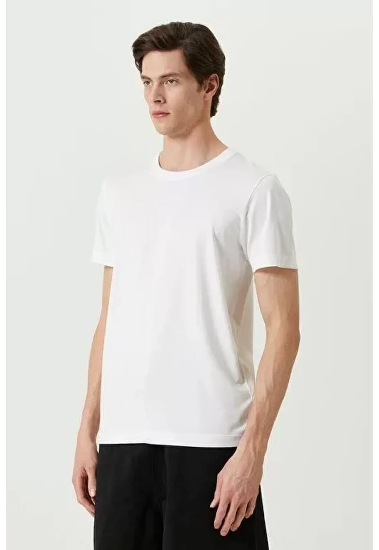 Tricou barbati Basic - elastic - alb - bumbac 85%