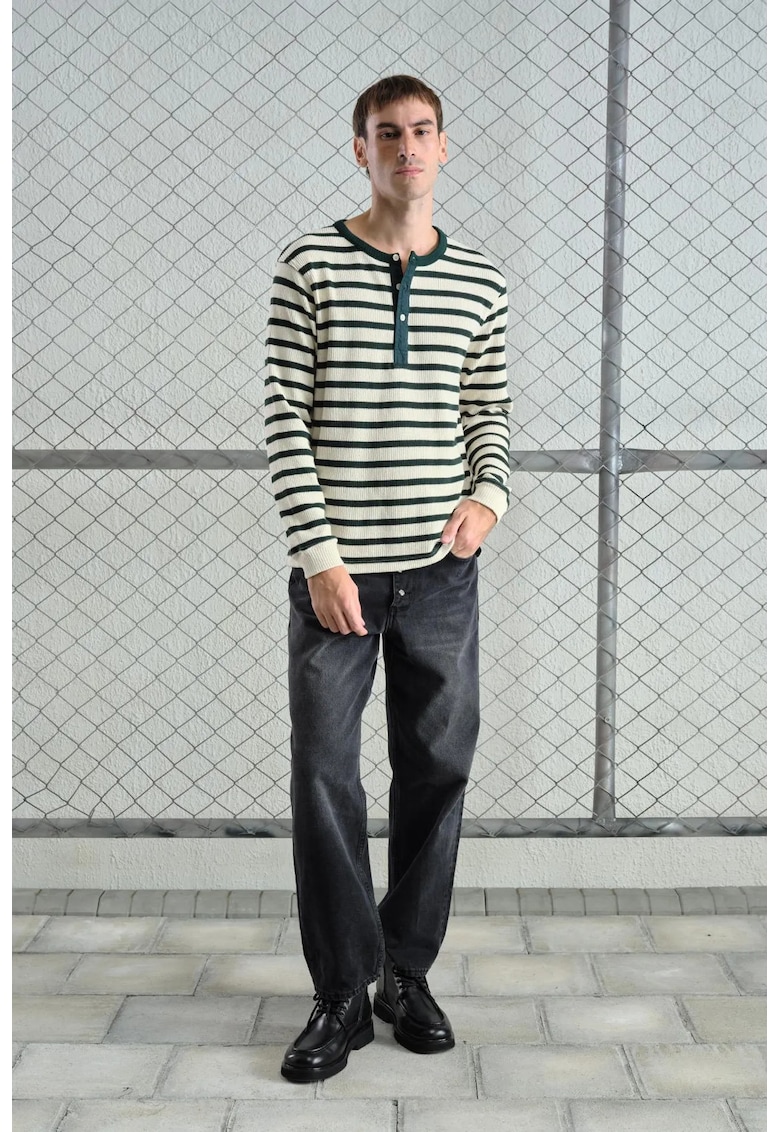 Bluza cu maneca lunga si dungi - Verde