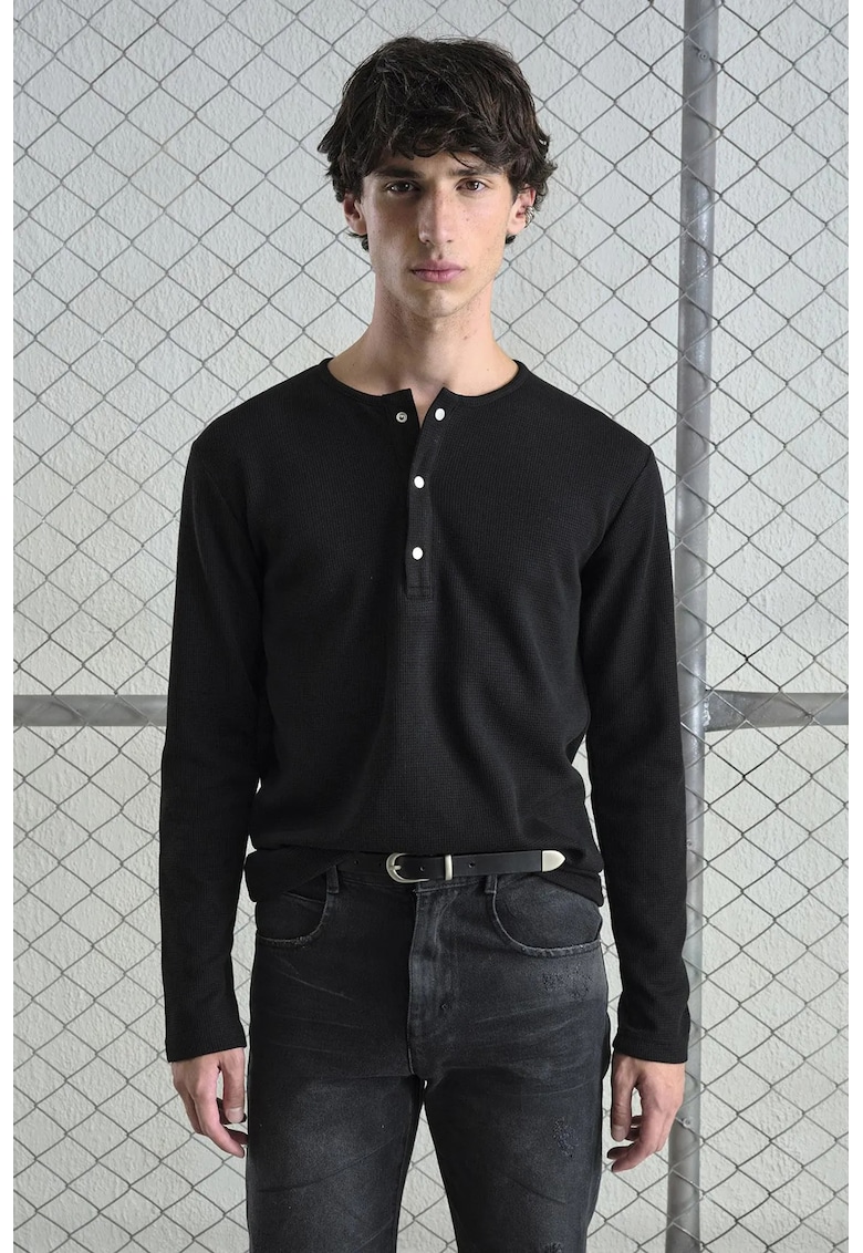 Bluza Barbati - Slim Fit - negru - poliester-viscoza - Negru