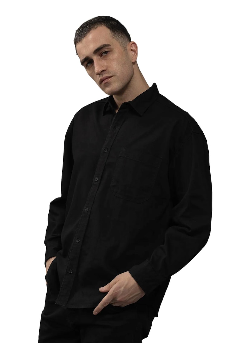 Camasa barbati - Regular Fit - buzunar - negru - bumbac -