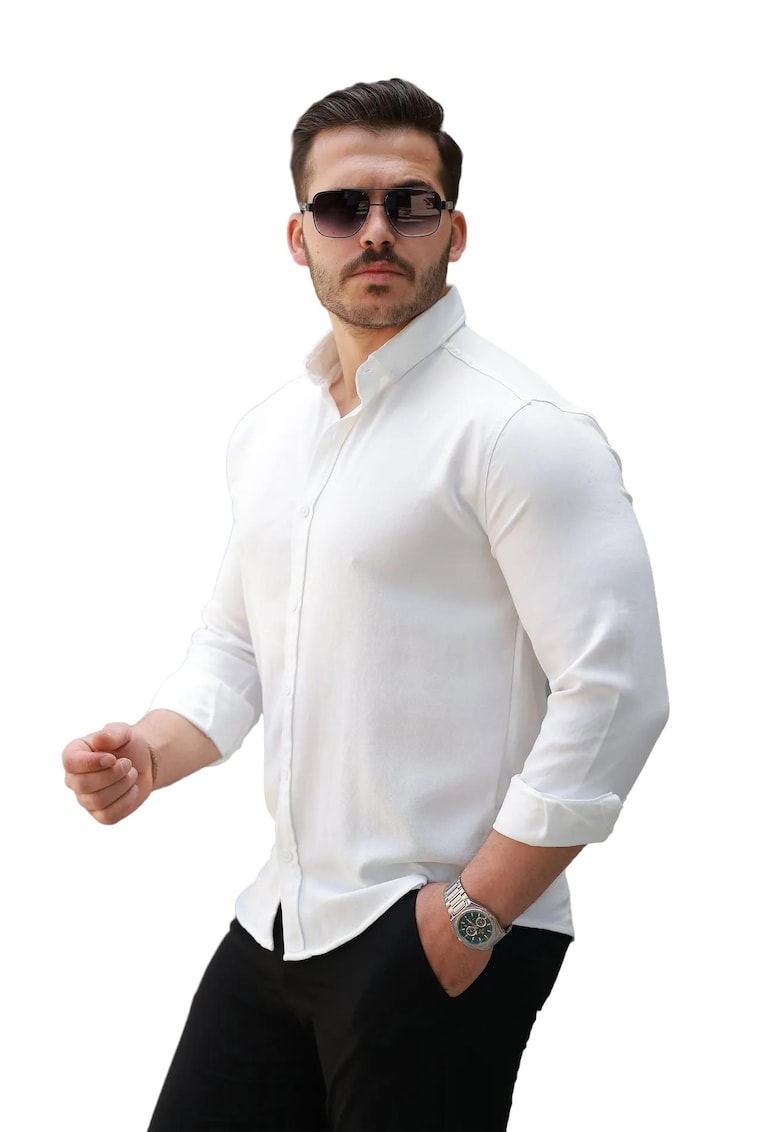 Camasa barbati - Regular Fit - alb - bumbac/elastan/poliester -