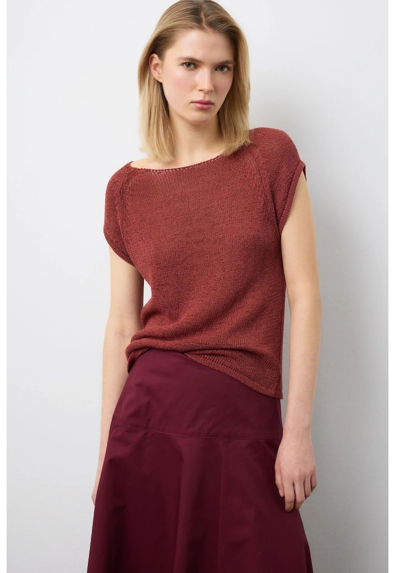 Pulover cu maneci scurte raglan - Portocaliu