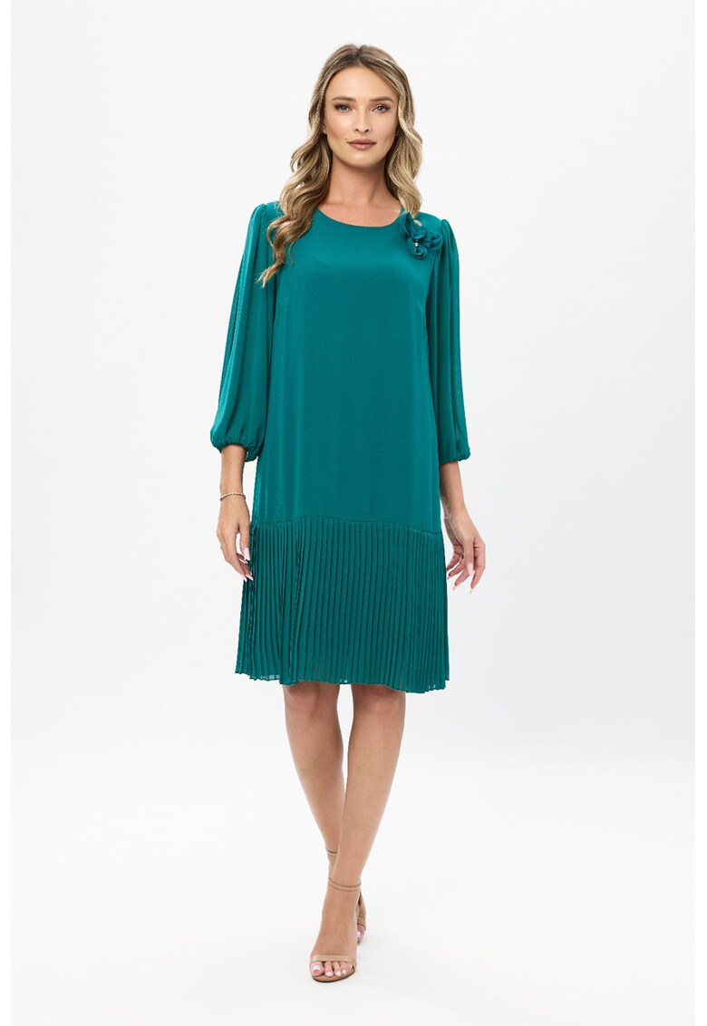 Rochie cu aplicatie florala Tereza - Verde englez