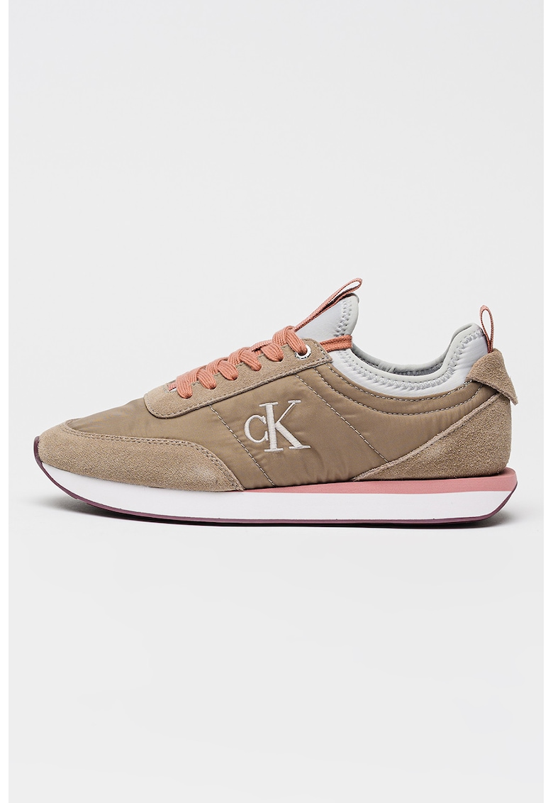 Pantofi sport cu garnituri din piele intoarsa Retro Runner - Maro camel