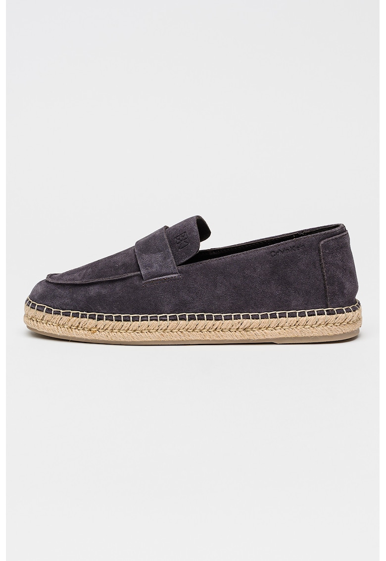 Pantofi loafer de piele intoarsa - Gri carbune