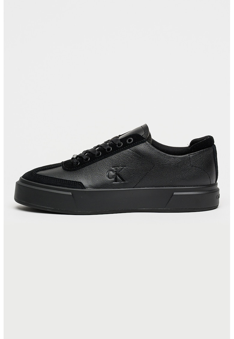 Pantofi sport low-cut de piele cu talpa cupsoe - pentru bashet - Negru
