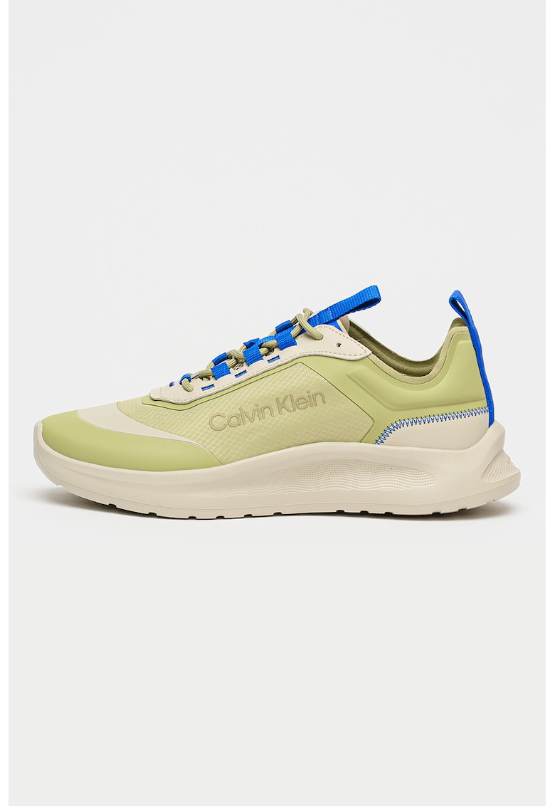 Pantofi sport Eva Runner din piele ecologica cu imprimeu logo - Maro taupe deschis/Verde fistic