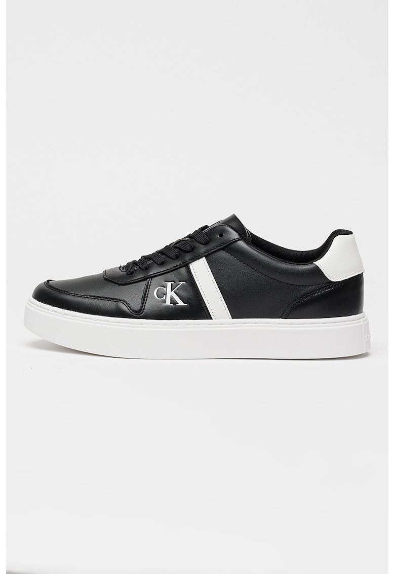 Pantofi sport din piele cu imprimeu logo lateral - Negru