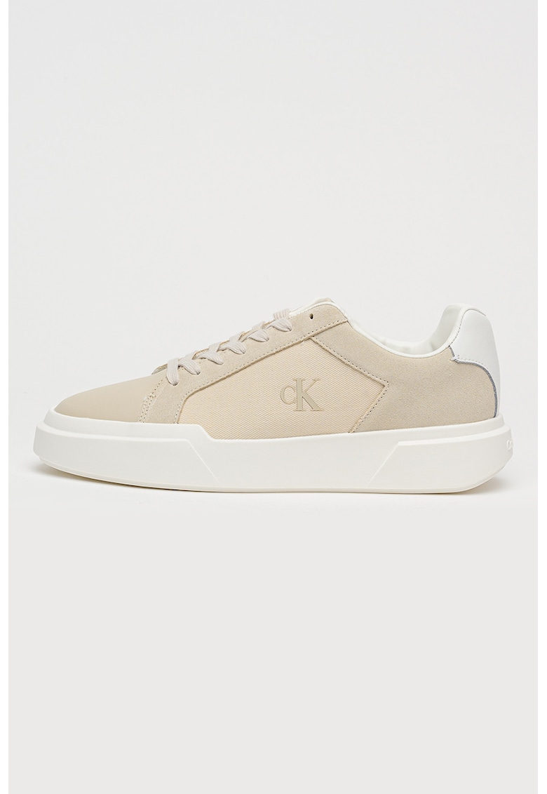 Pantofi sport cu insertii de piele intoarsa - Maro camel