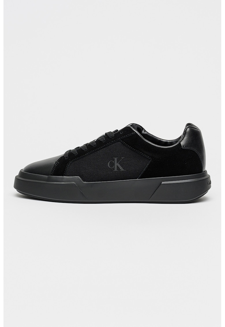 Pantofi sport cu insertii de piele intoarsa - Negru