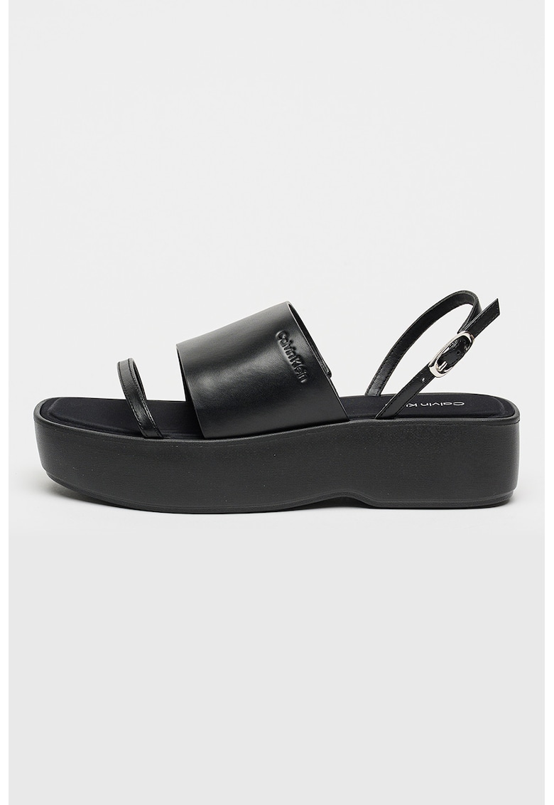 Sandale flatform de piele Amelia - Negru