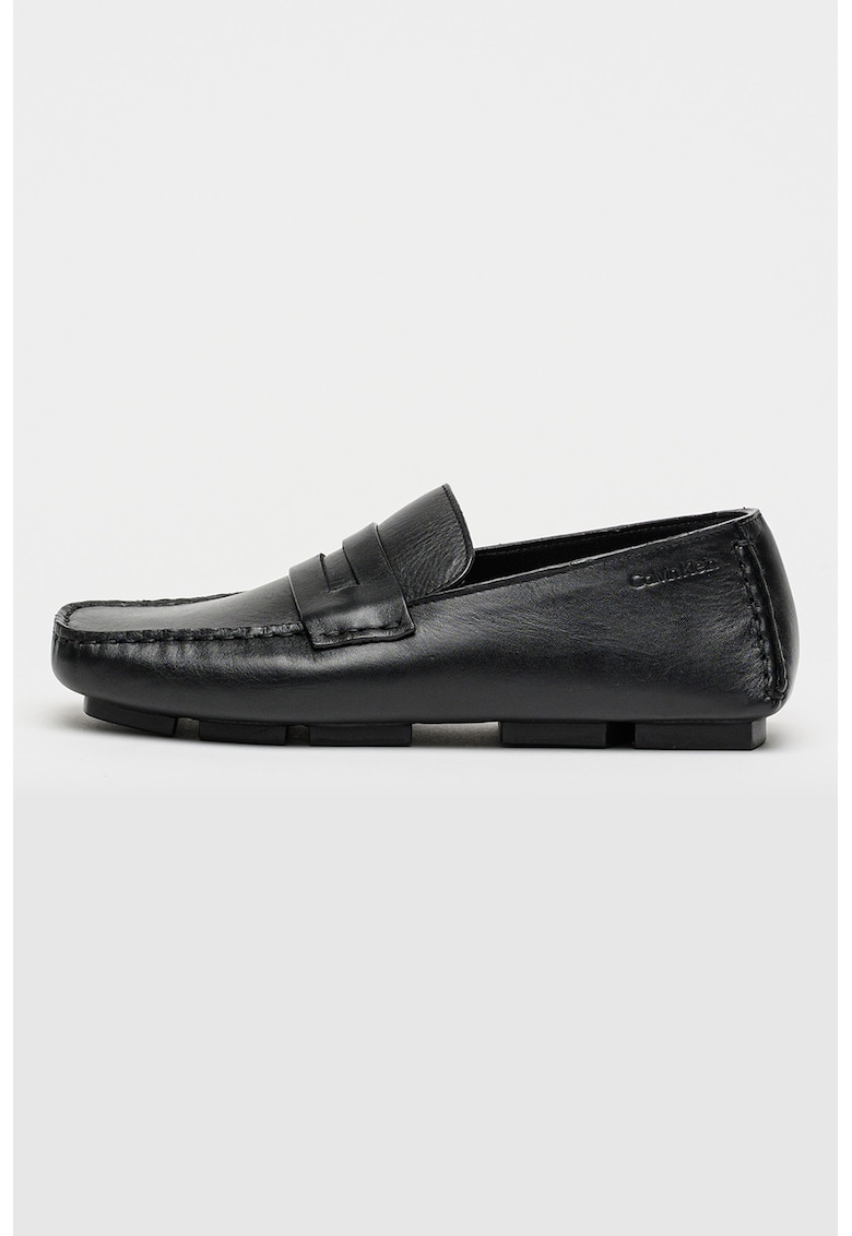 Pantofi loafer din piele cu varf patrat Driver - Negru