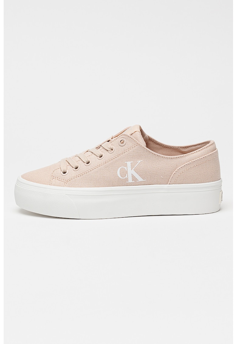 Pantofi sport low cut cu talpa flatform - Roz deschis