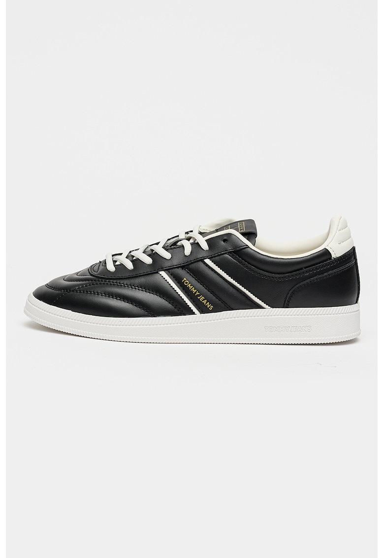 Pantofi sport de piele The Greenwich Edge - Alb optic/Negru antracit