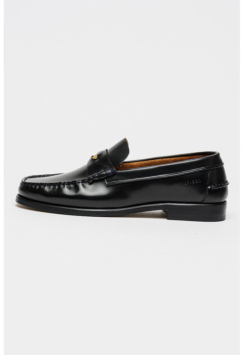 Pantofi loafer Penny din piele - Auriu/Maro inchis