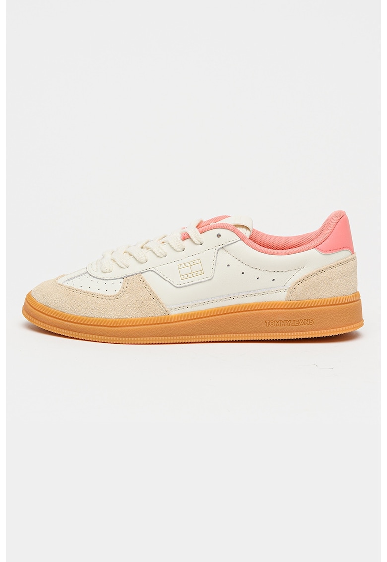 Pantofi sport The Greenwich Edge cu insertii de piele intoarsa - Roz deschis/Maro camel/Alb murdar