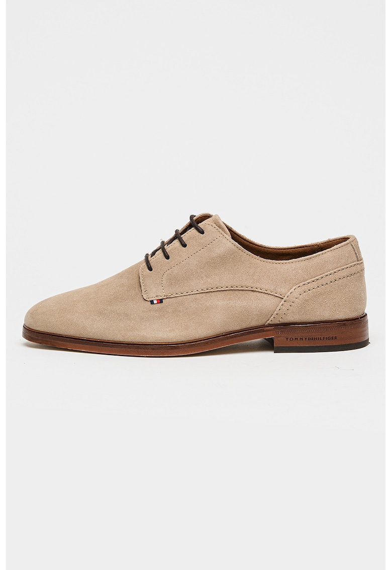 Pantofi derby de piele intoarsa - Maro nisip