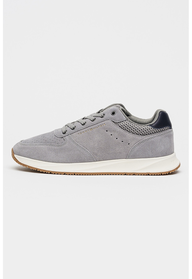 Pantofi sport din piele intoarsa cu detalii perforate Newport - Gri cenusiu