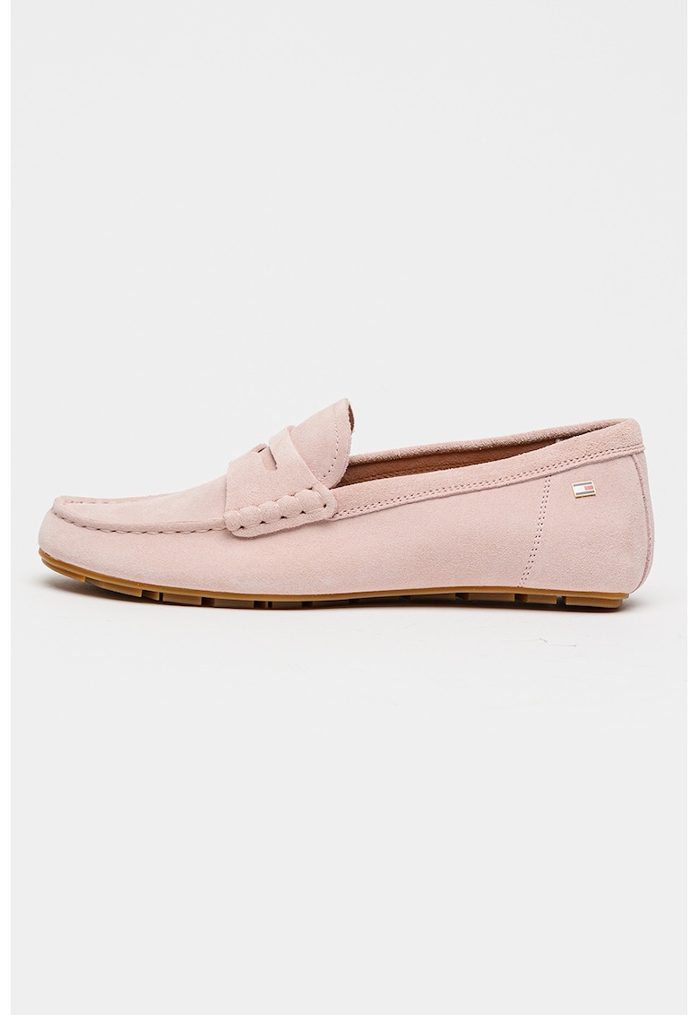 Pantofi loafer de piele intoarsa - Roz pastel