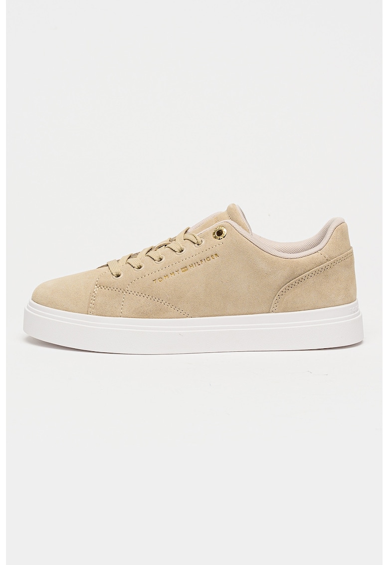 Pantofi sport low-cut din piele intoarsa - Maro taupe deschis