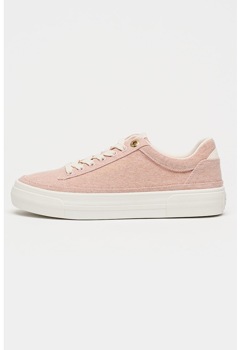 Pantofi sport flatform din material textil Foxing - Rosu stins