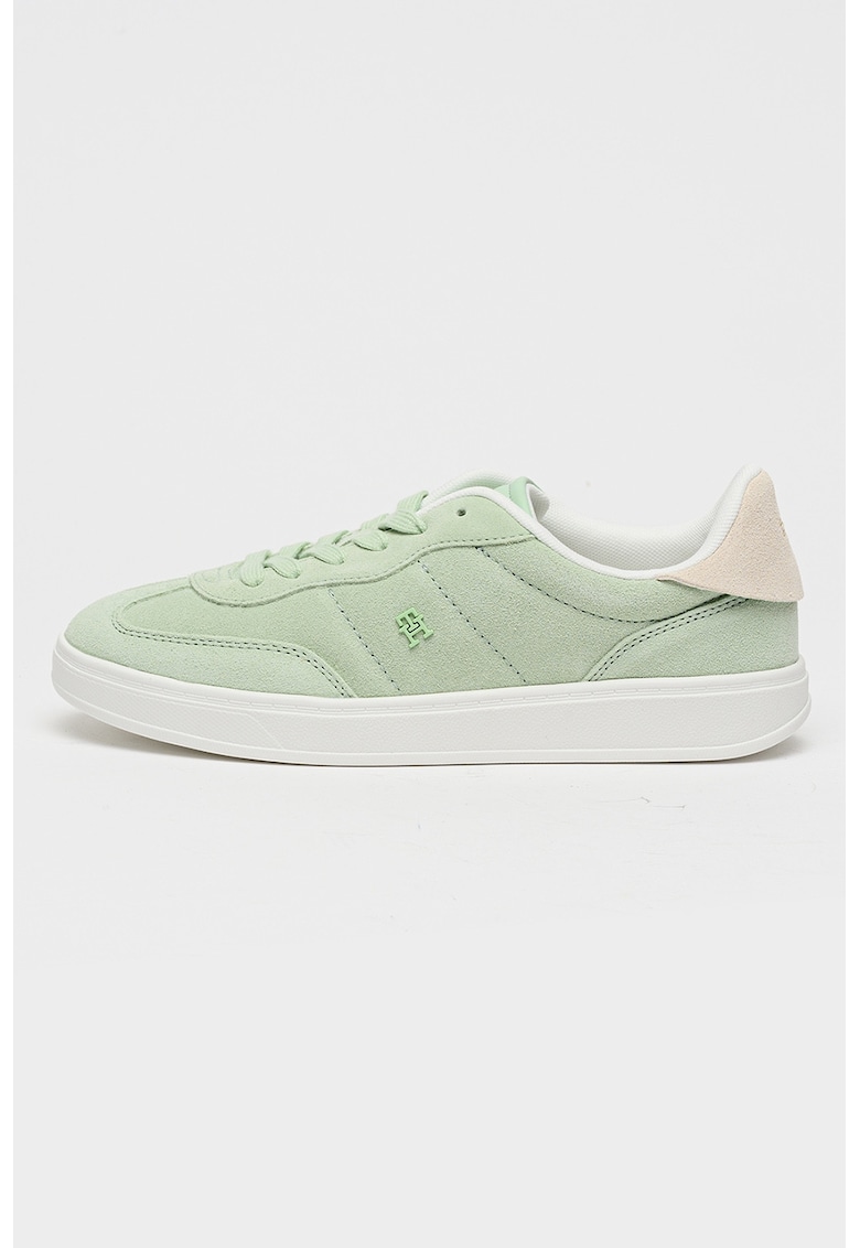 Pantofi sport din piele intoarsa cu monograma Heritage - Verde fistic