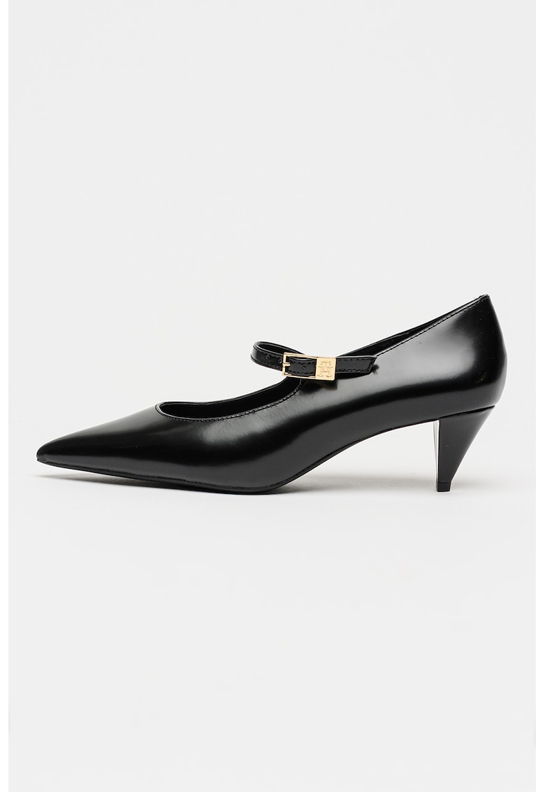 Pantofi Mary Jane din piele cu varf ascutit - Negru