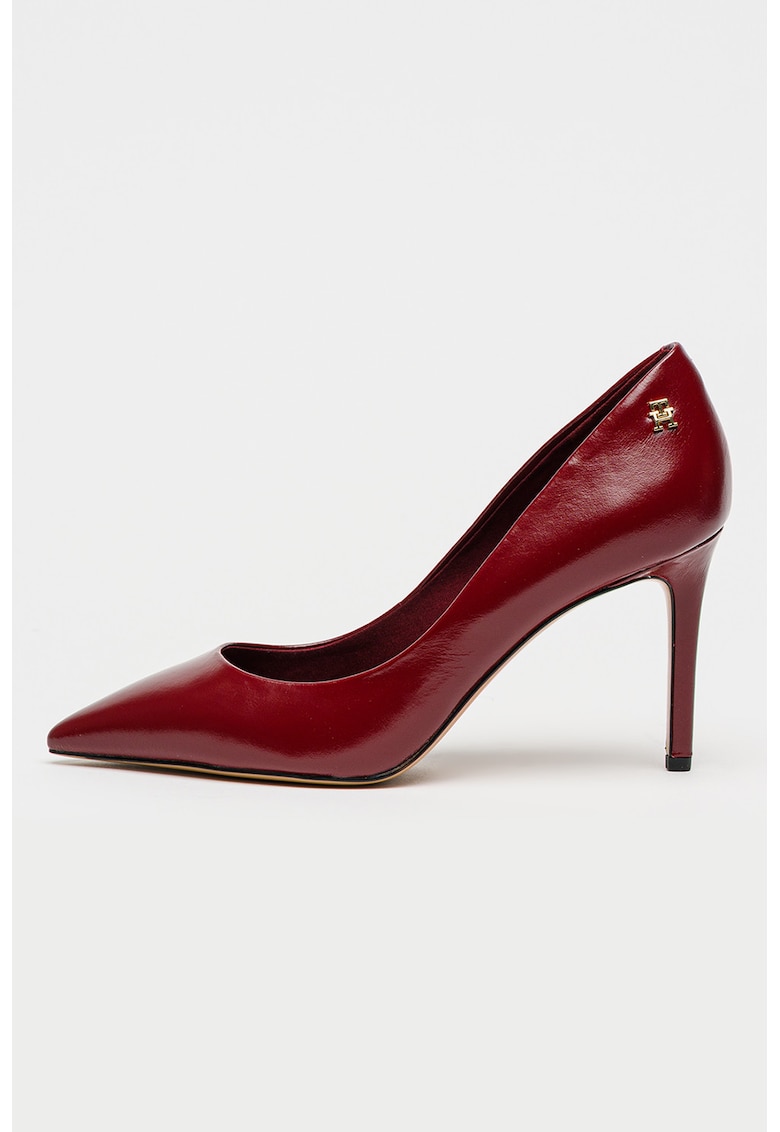 Pantofi din piele cu varf ascutit - Maro cognac