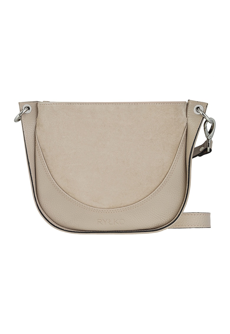 Geanta crossbody de piele si piele intoarsa - Bej