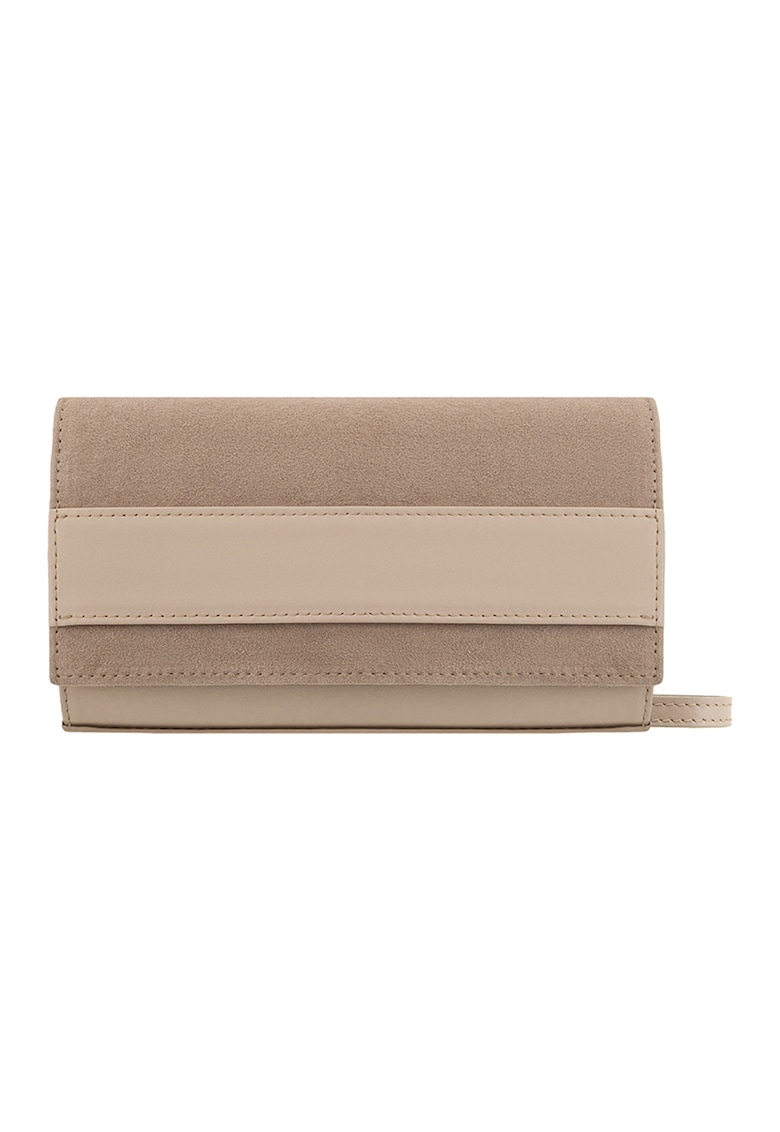 Geanta crossbody din piele si piele intoarsa cu lant - Bej