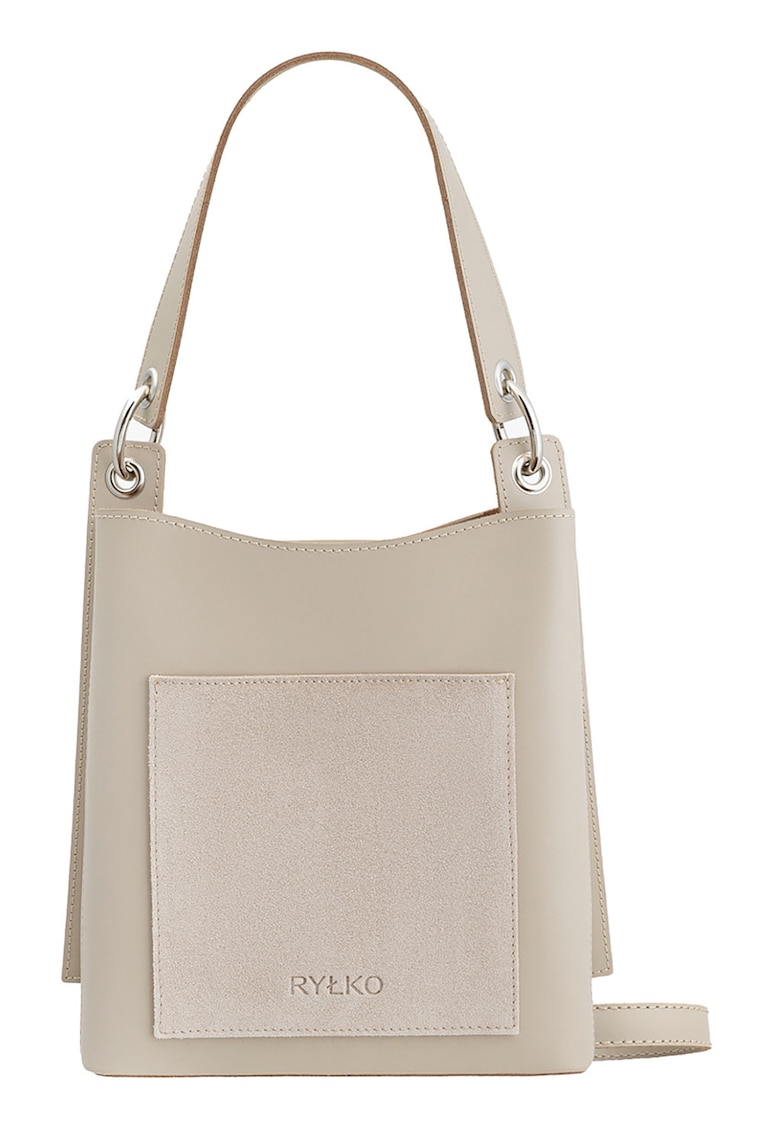 Geana tote de piele cu bareta detasabila - Bej inchis