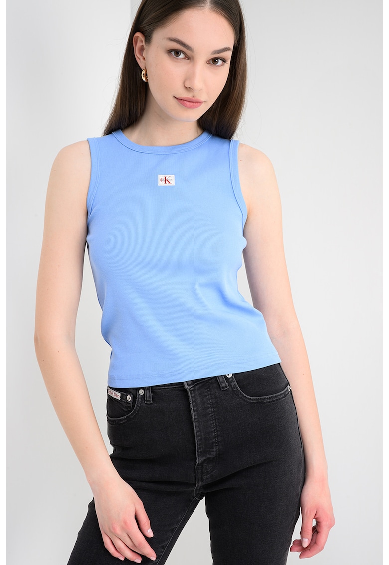 Top slim fit cu decolteu racerback - Albastru pastel