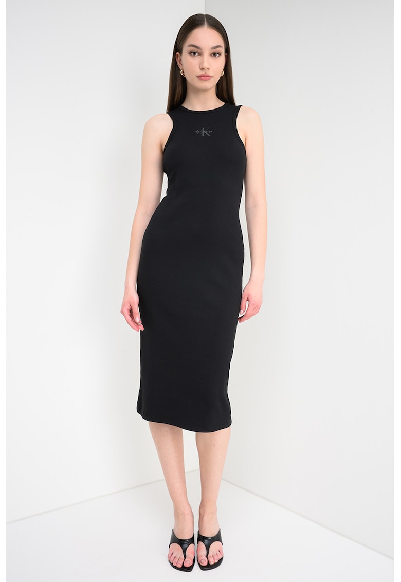 Rochie midi cu logo - Negru antracit