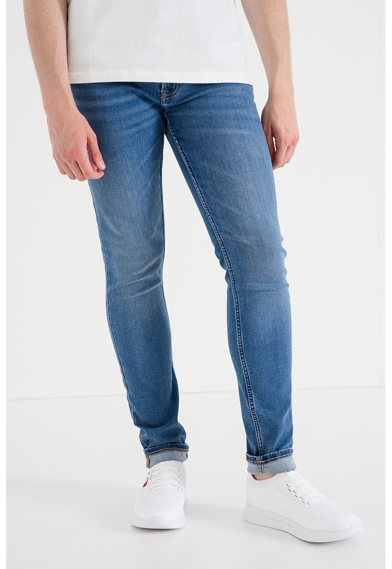 Blugi skinny cu talie medie - Albastru melange
