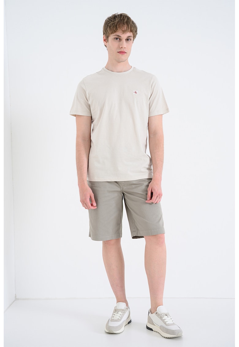 Tricou de bumbac cu logo - Bej deschis