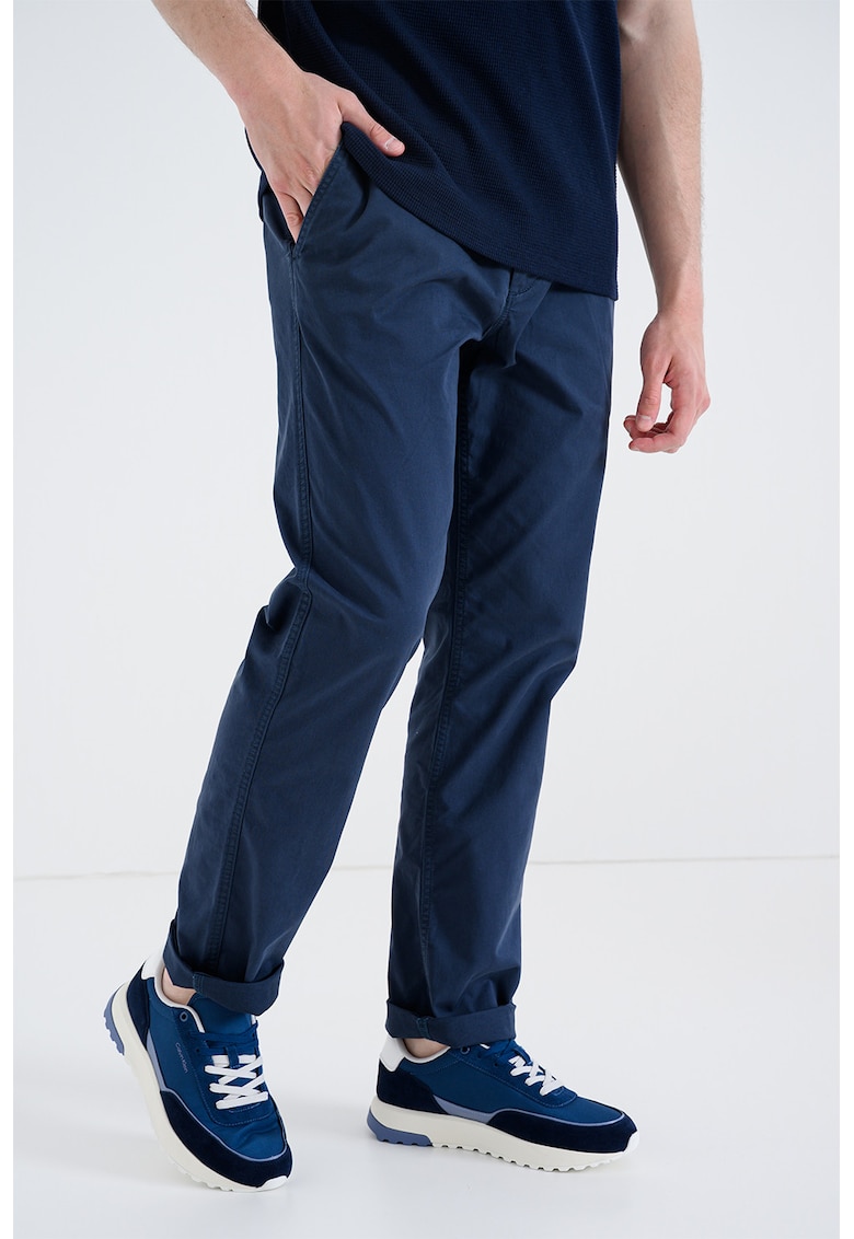 Pantaloni chino uni - Albastru petrol