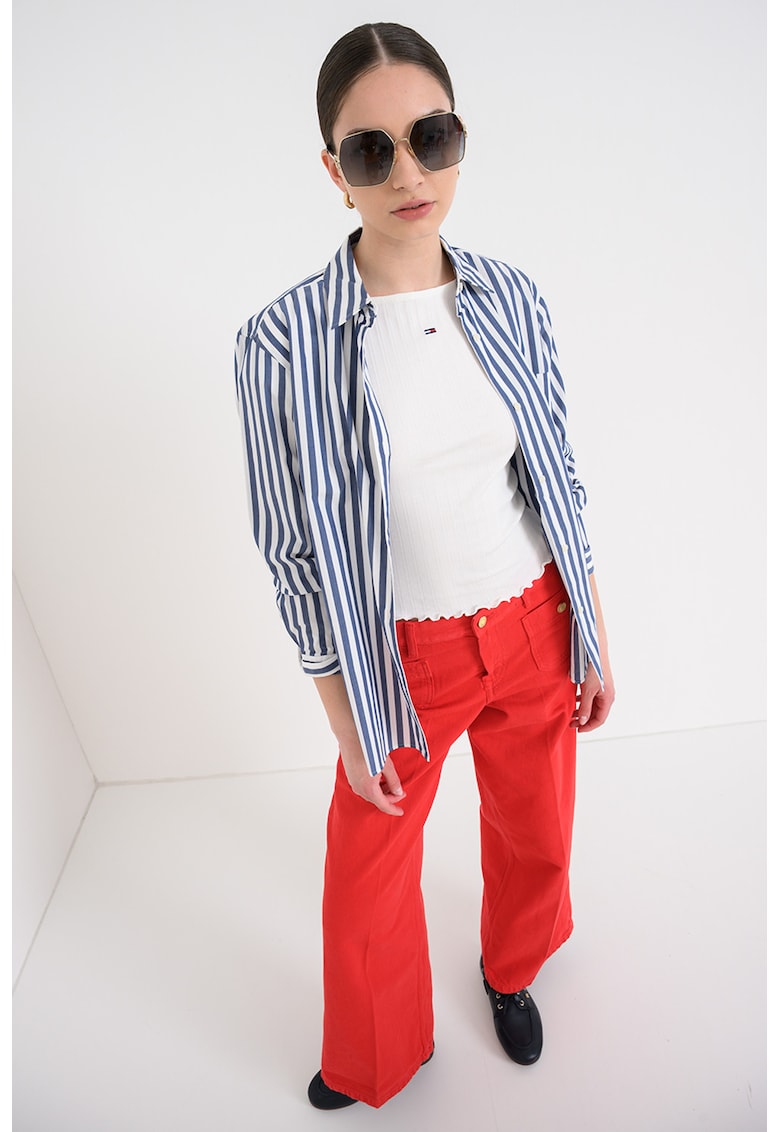 Tricou slim fit cu decolteu rotund - Alb murdar