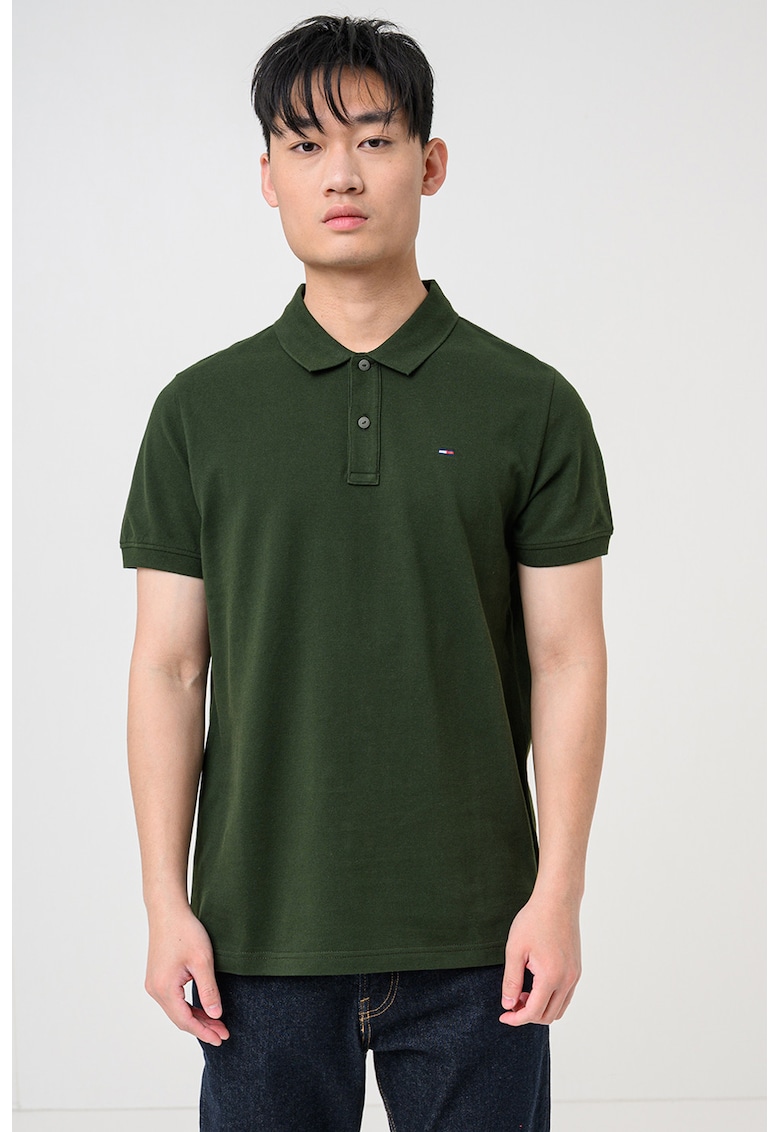 Tricou polo slim fit - Verde masliniu inchis