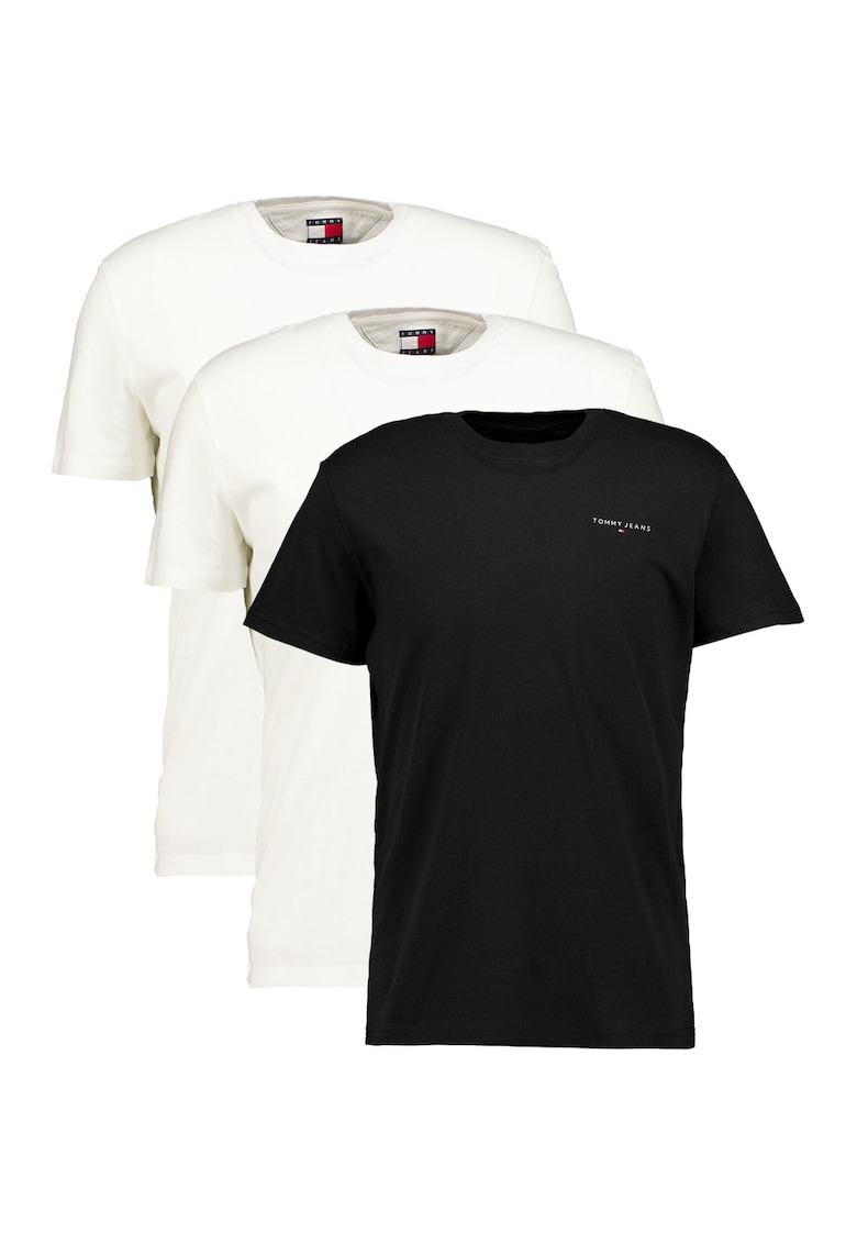 Set de tricouri din bumbac cu logo discret - 2 piese - Alb/Negru